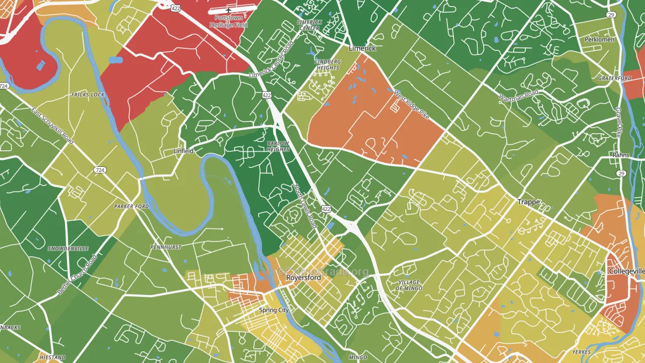 Royersford, PA Map of Vandalism Rates