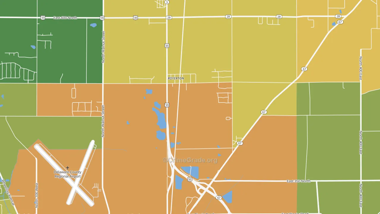 Royerton, IN Map of Vandalism Rates