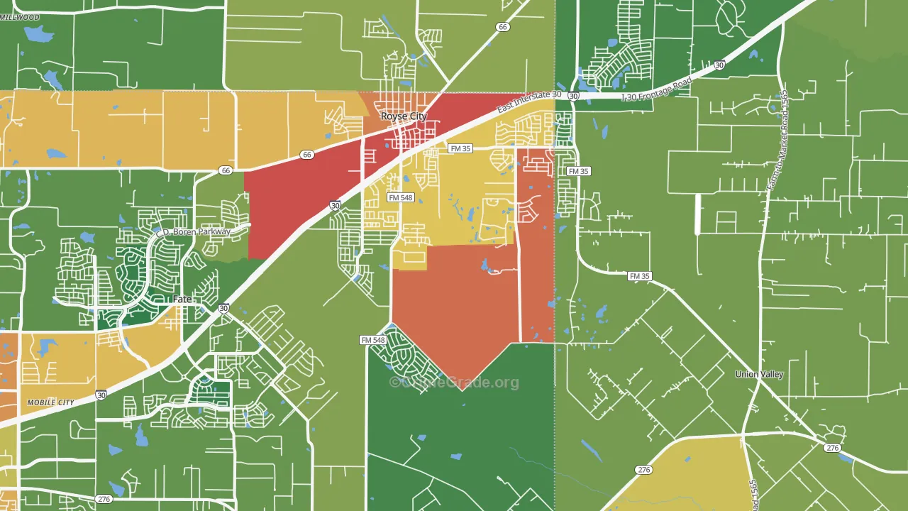 Royse City, TX Map of Vandalism Rates
