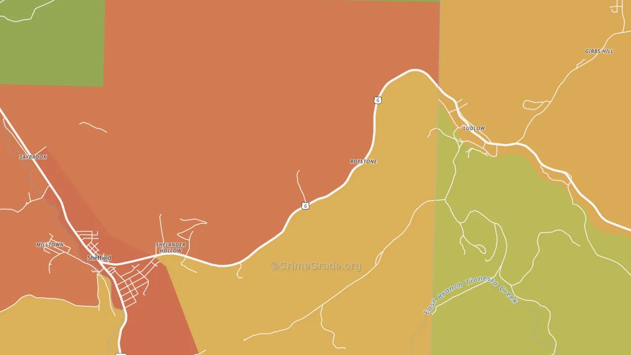 Roystone, PA Map of Vandalism Rates