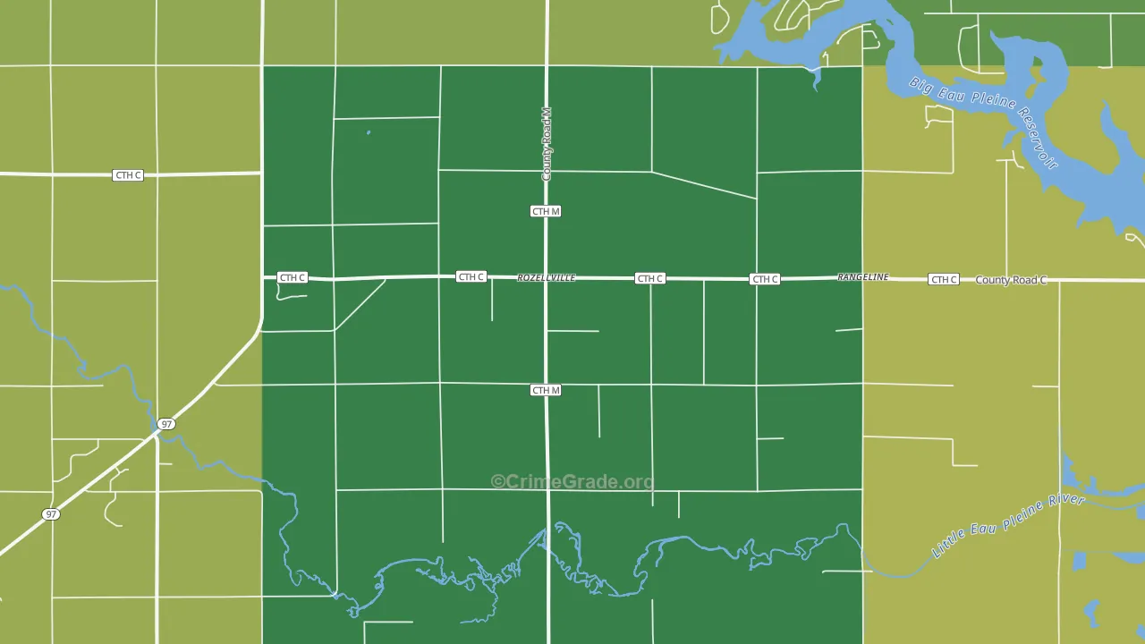 Rozellville, WI Map of Vandalism Rates