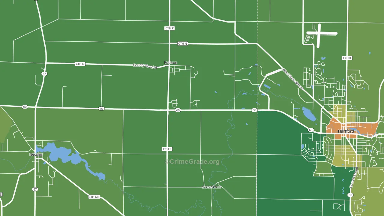 Rubicon, WI Map of Vandalism Rates