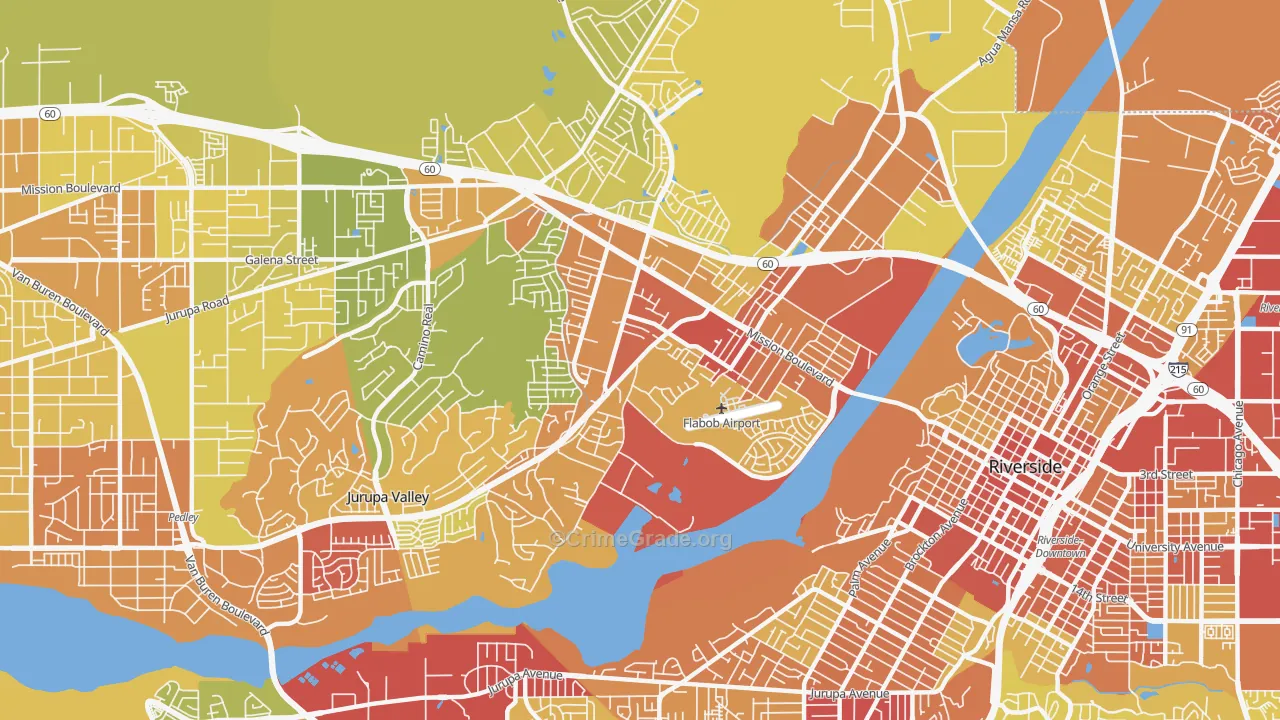 Rubidoux, CA Map of Vandalism Rates