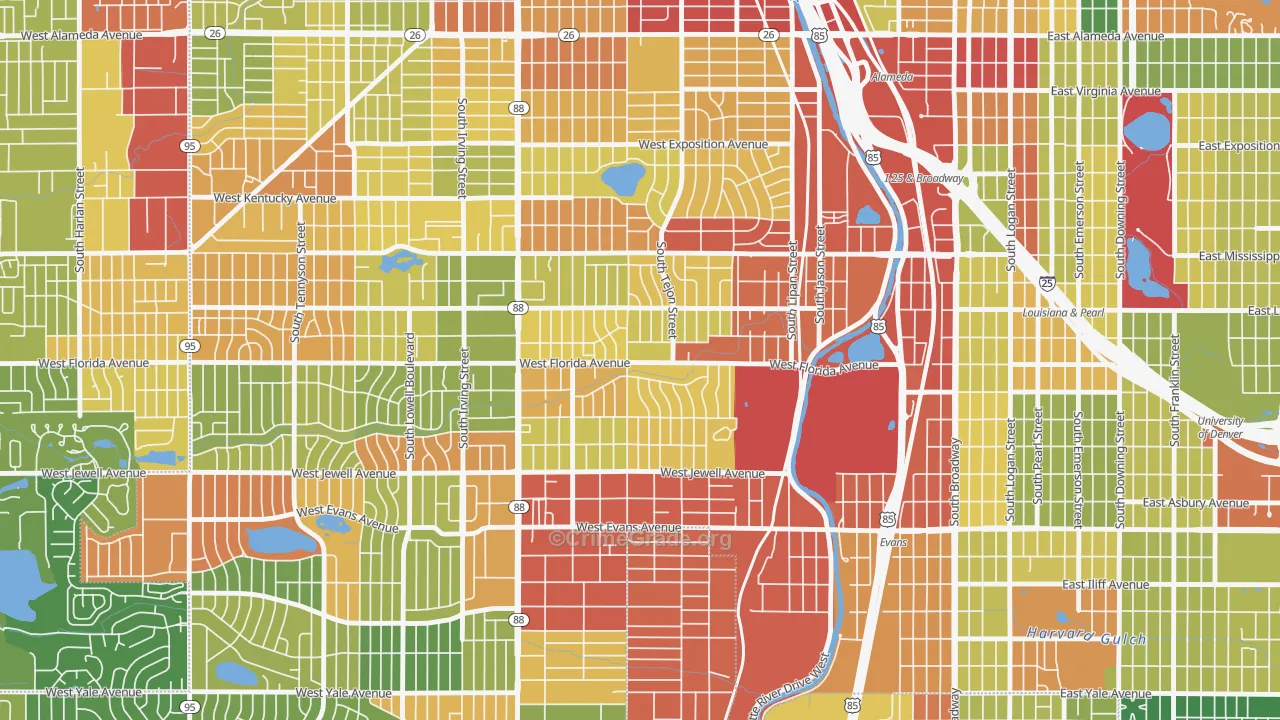 Ruby Hill, Denver, CO Map of Vandalism Rates