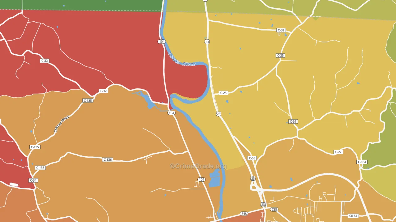 Rubyville, OH Map of Vandalism Rates