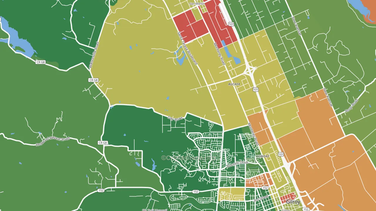 Rucker, CA Map of Vandalism Rates