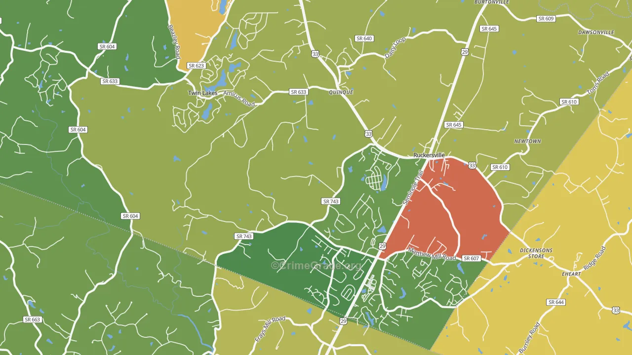Ruckersville, VA Map of Vandalism Rates