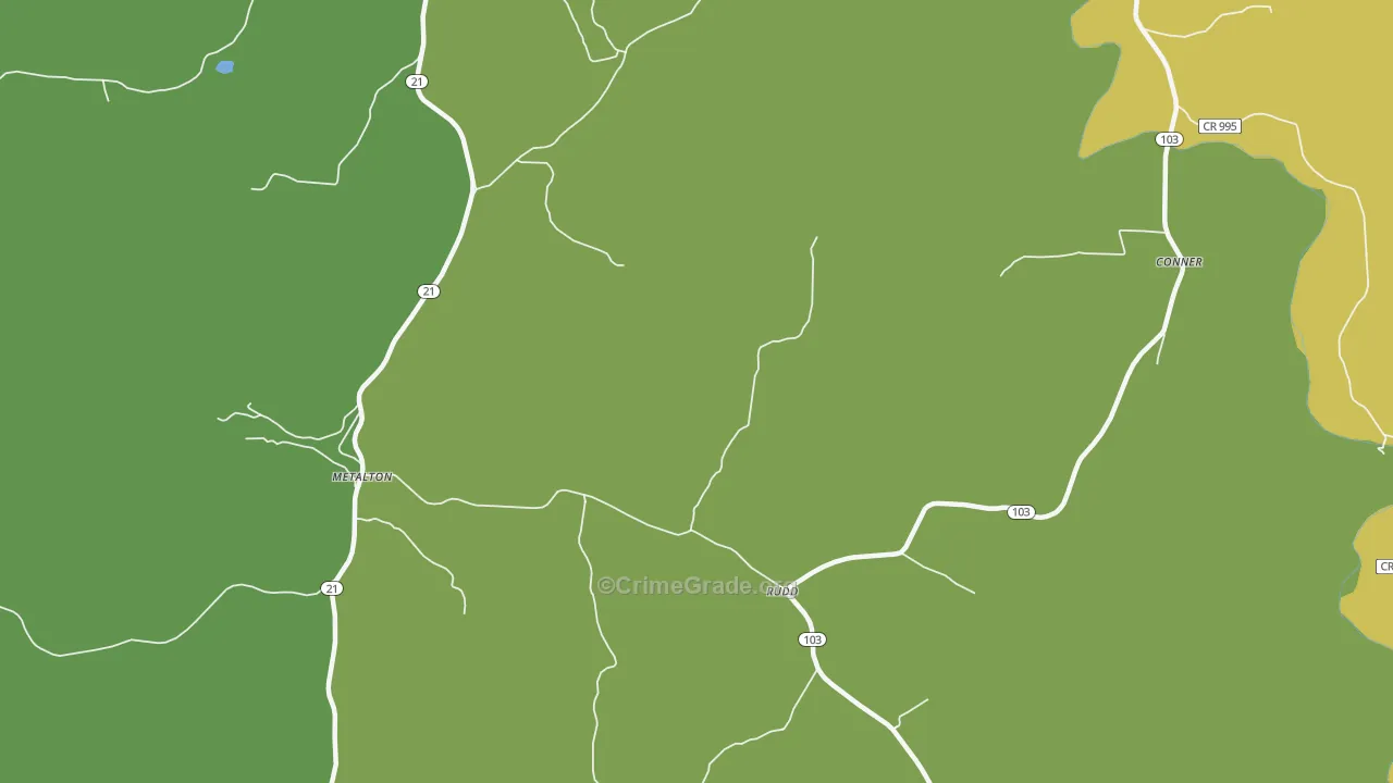 Rudd, AR Map of Vandalism Rates