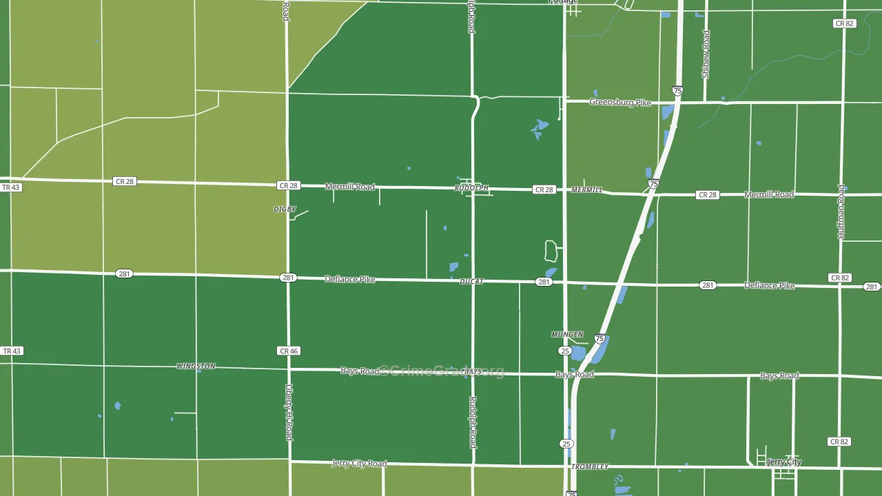 Rudolph, OH Map of Vandalism Rates