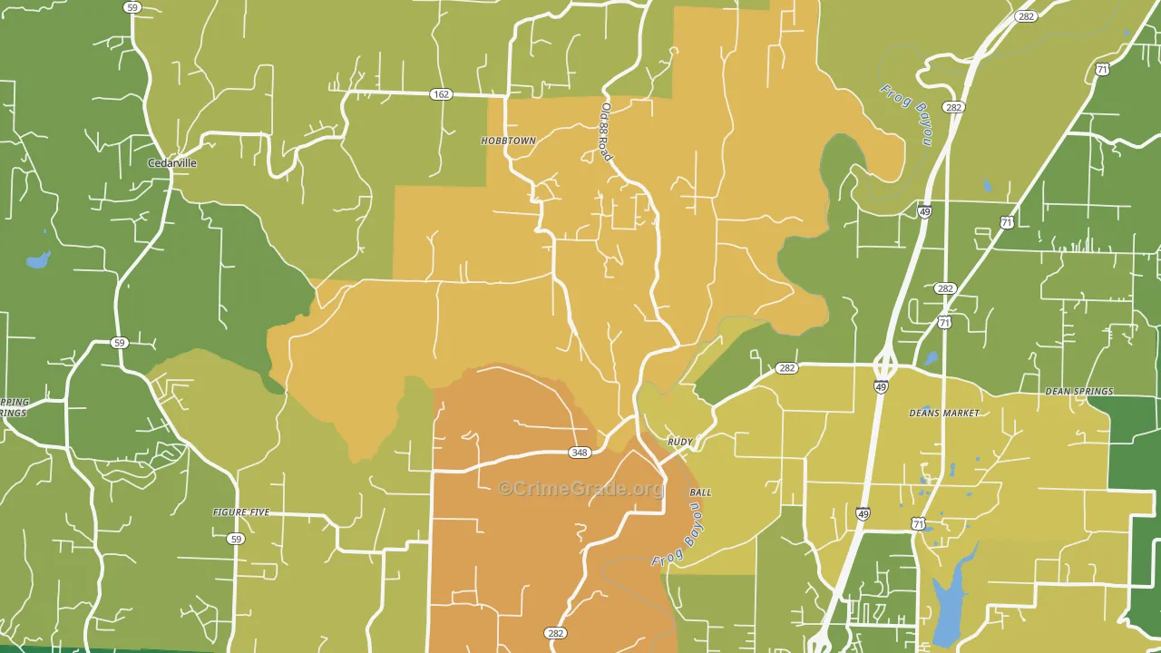 Rudy, AR Map of Vandalism Rates