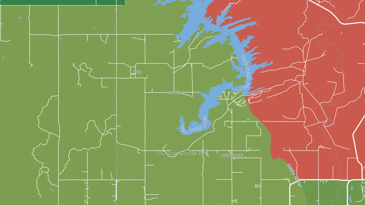 Rufe, OK Map of Vandalism Rates