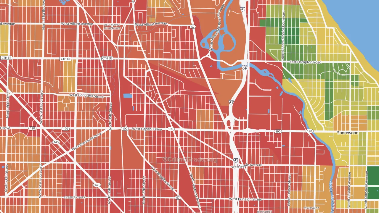 Rufus King, Milwaukee, WI Map of Vandalism Rates
