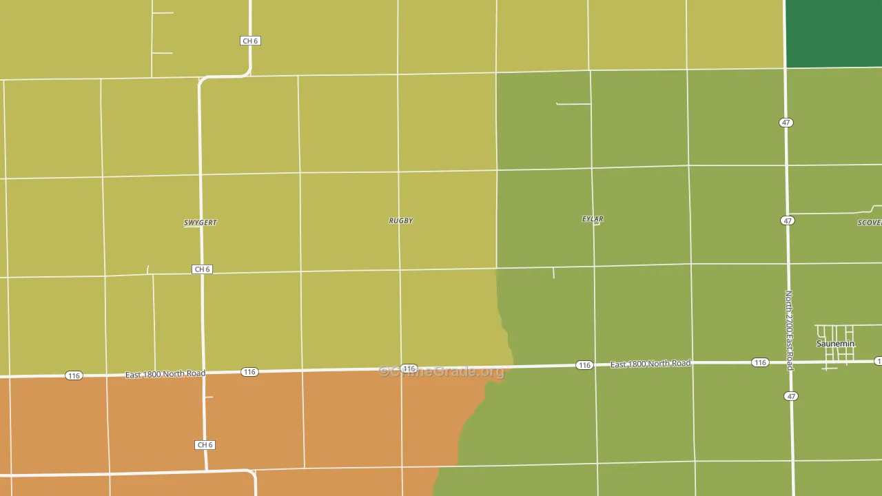 Rugby, IL Map of Vandalism Rates