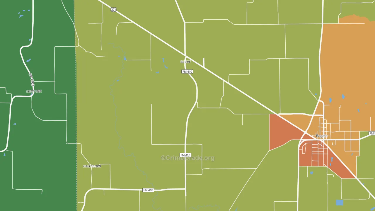 Rugby, TX Map of Vandalism Rates
