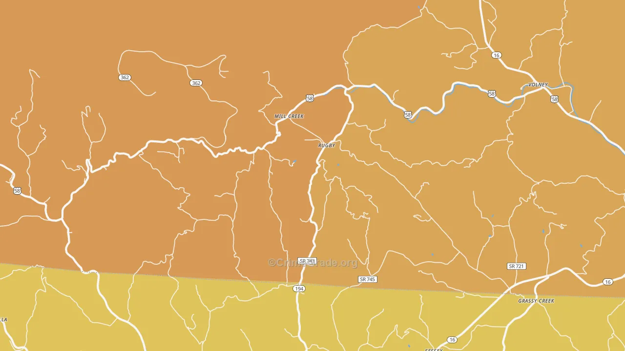 Rugby, VA Map of Vandalism Rates