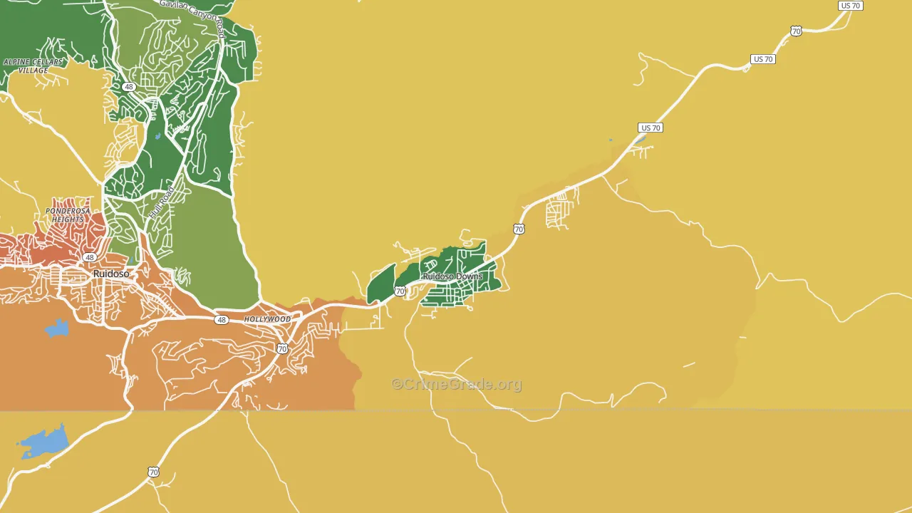 Ruidoso Downs, NM Map of Vandalism Rates