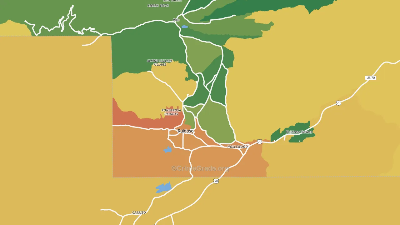 Ruidoso, NM Map of Vandalism Rates