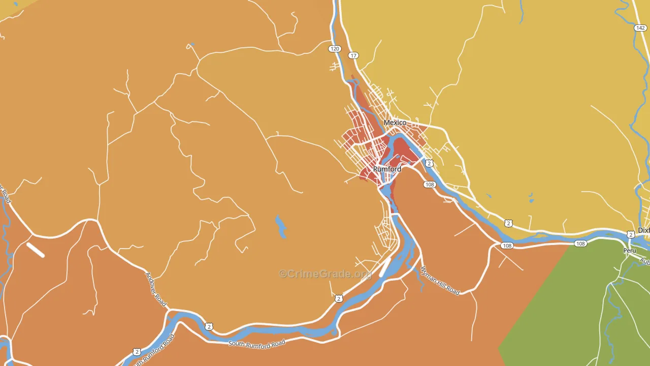 Rumford, ME Map of Vandalism Rates