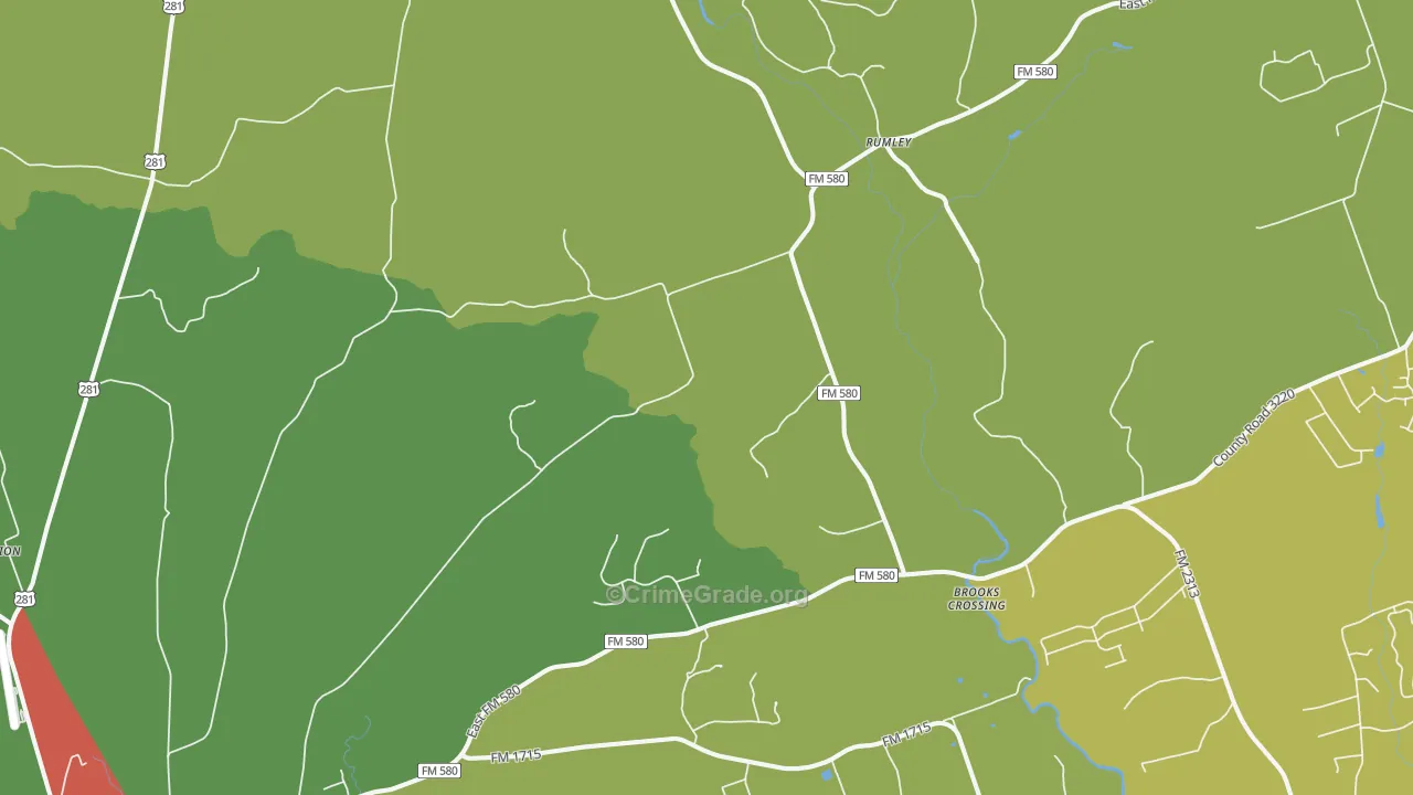 Rumley, TX Map of Vandalism Rates