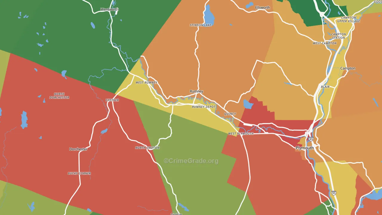 Rumney, NH Map of Vandalism Rates