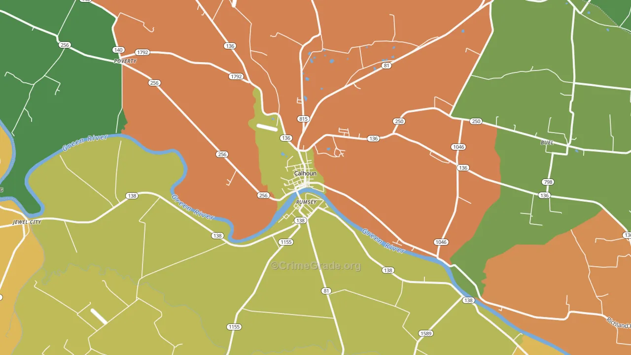 Rumsey, KY Map of Vandalism Rates