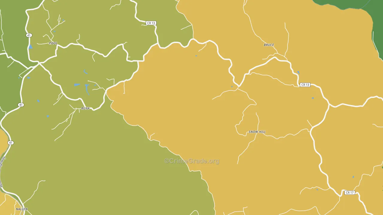 Runa, WV Map of Vandalism Rates
