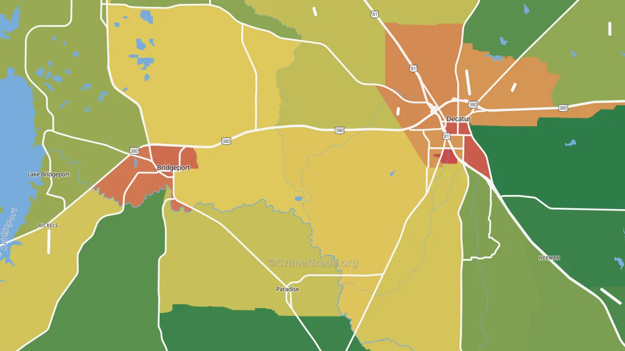 Runaway Bay, TX Map of Vandalism Rates