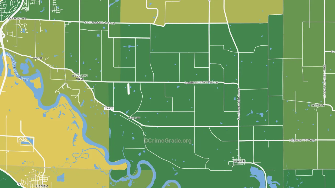 Runnells, IA Map of Vandalism Rates