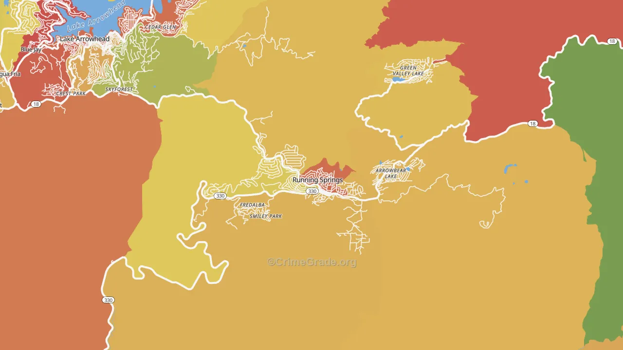 Running Springs, CA Map of Vandalism Rates