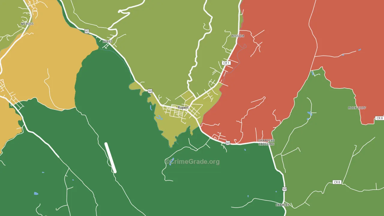 Rupert, WV Map of Vandalism Rates
