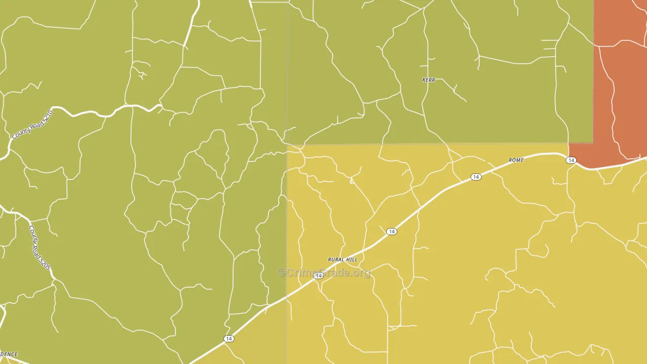 Rural Hill, MS Map of Vandalism Rates