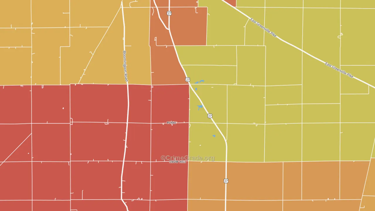 Rural, IN Map of Vandalism Rates