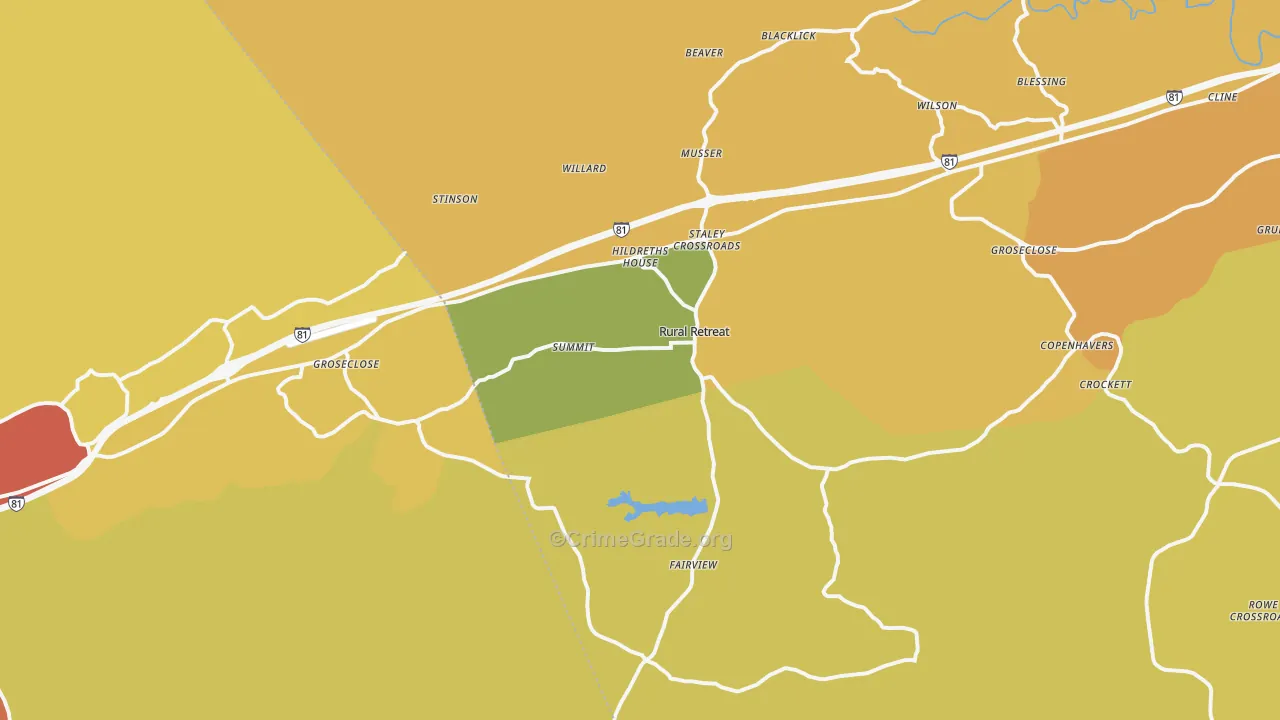 Rural Retreat, VA Map of Vandalism Rates