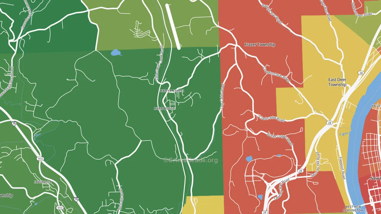 Rural Ridge, PA Map of Vandalism Rates