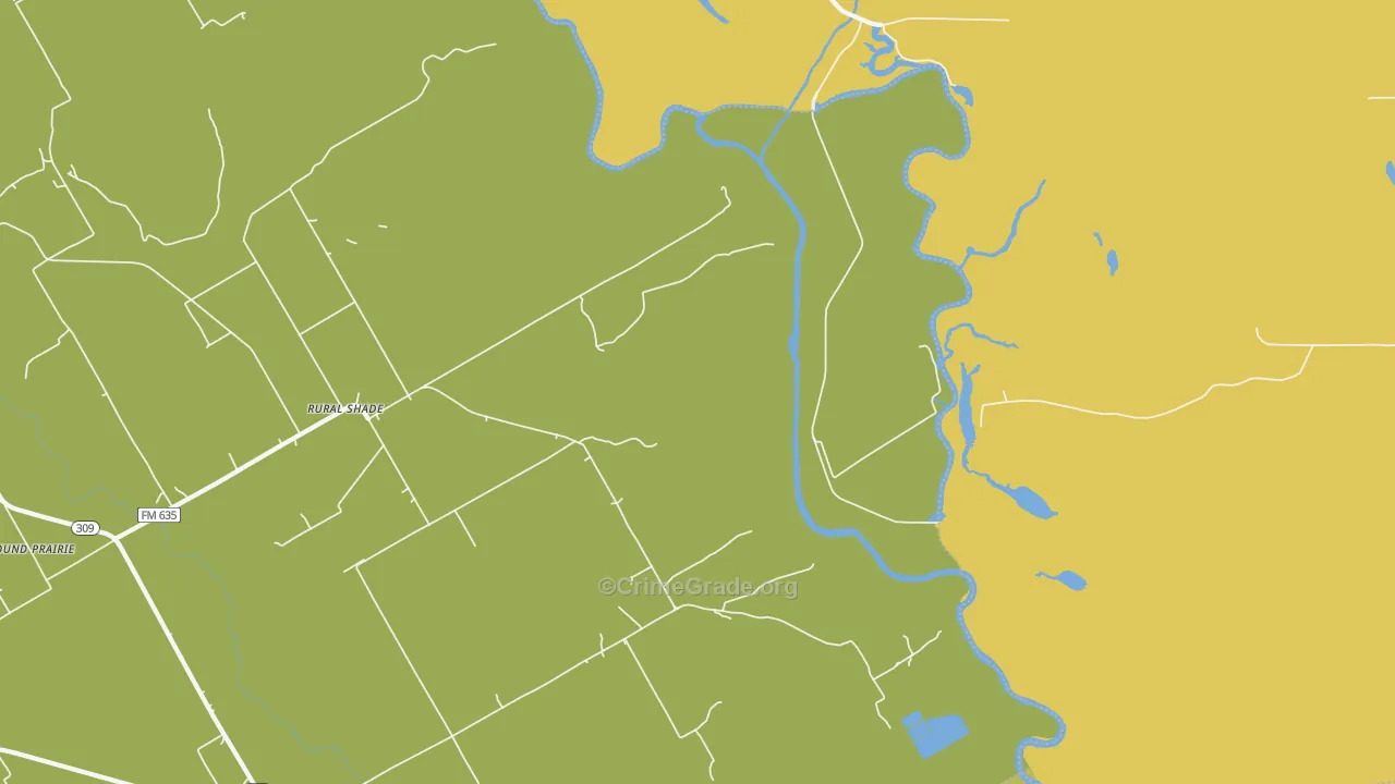 Rural Shade, TX Map of Vandalism Rates