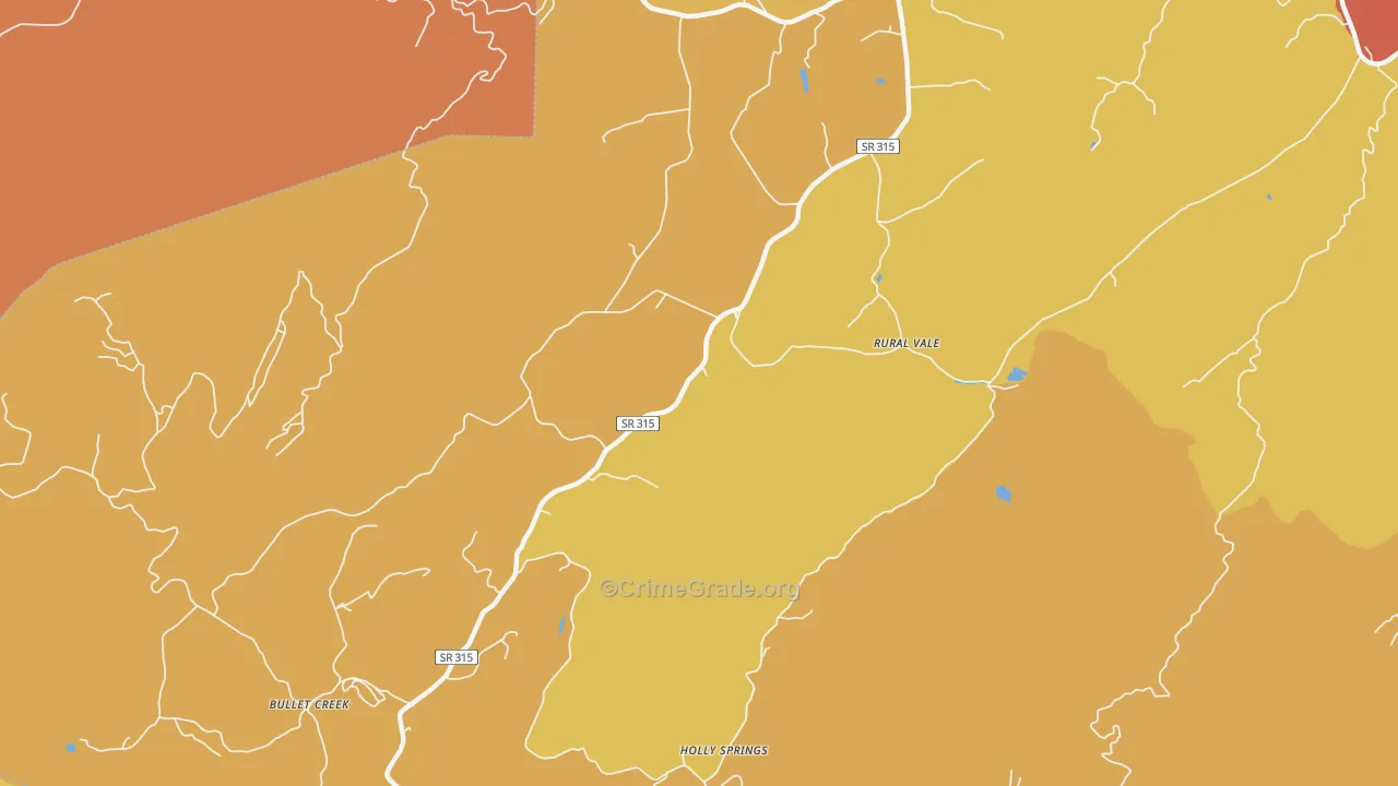Rural Vale, TN Map of Vandalism Rates