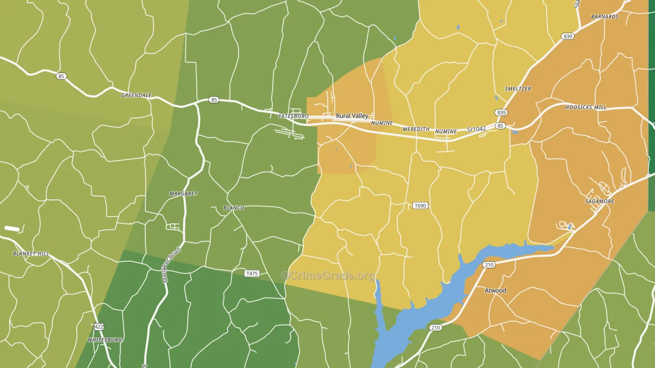 Rural Valley, PA Map of Vandalism Rates