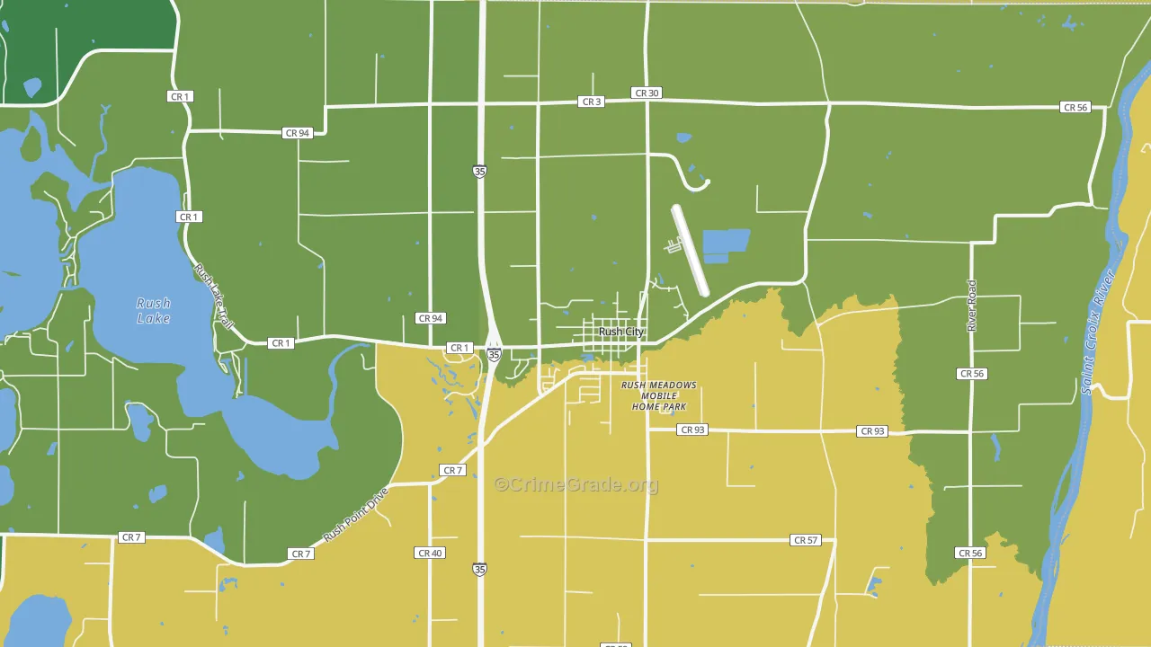 Rush City, MN Map of Vandalism Rates