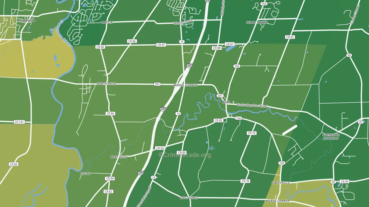 Rush, NY Map of Vandalism Rates