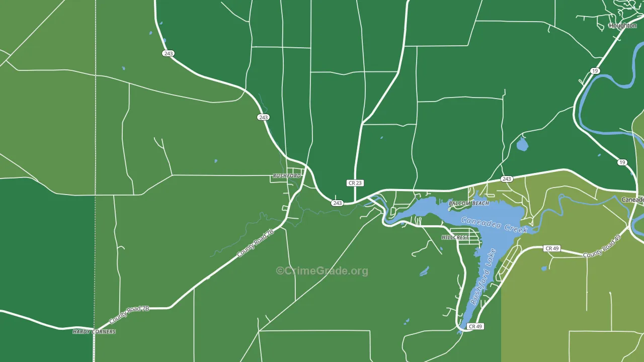 Rushford, NY Map of Vandalism Rates