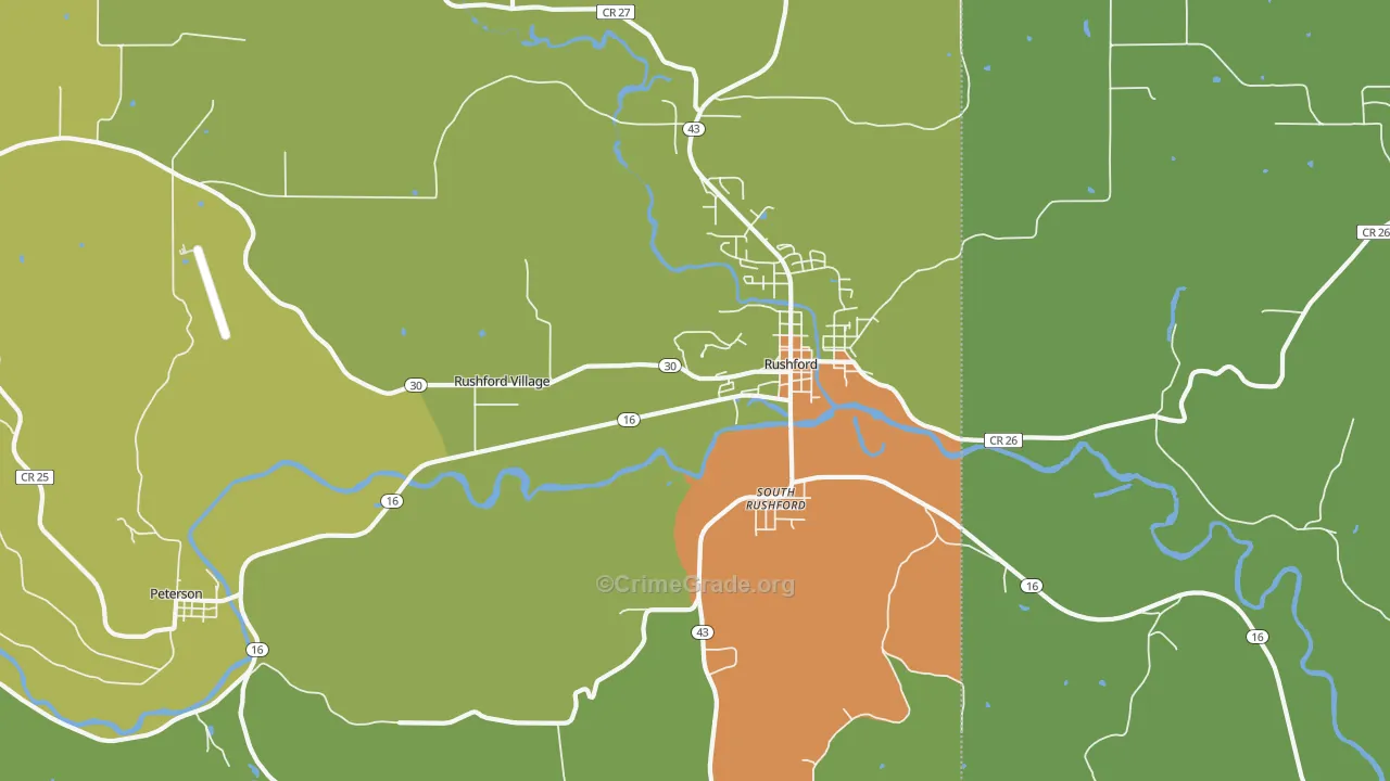 Rushford Village, MN Map of Vandalism Rates