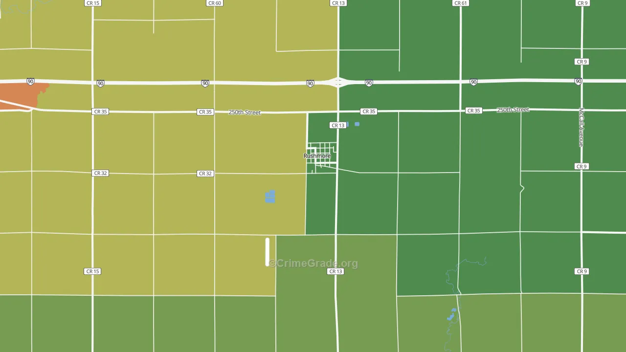 Rushmore, MN Map of Vandalism Rates