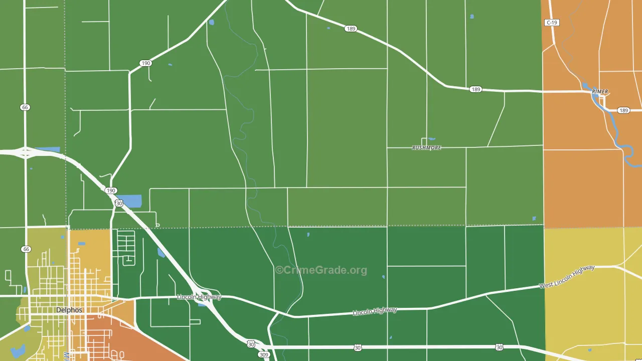 Rushmore, OH Map of Vandalism Rates