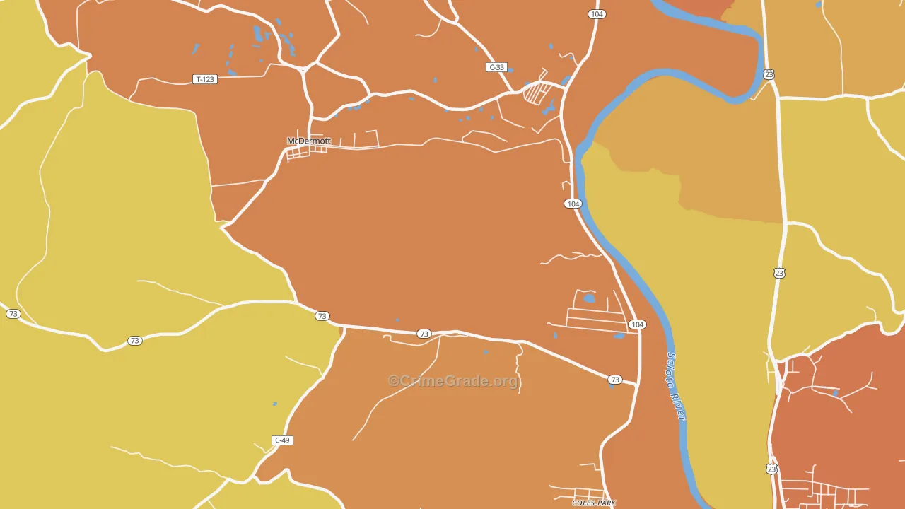 Rushtown, OH Map of Vandalism Rates