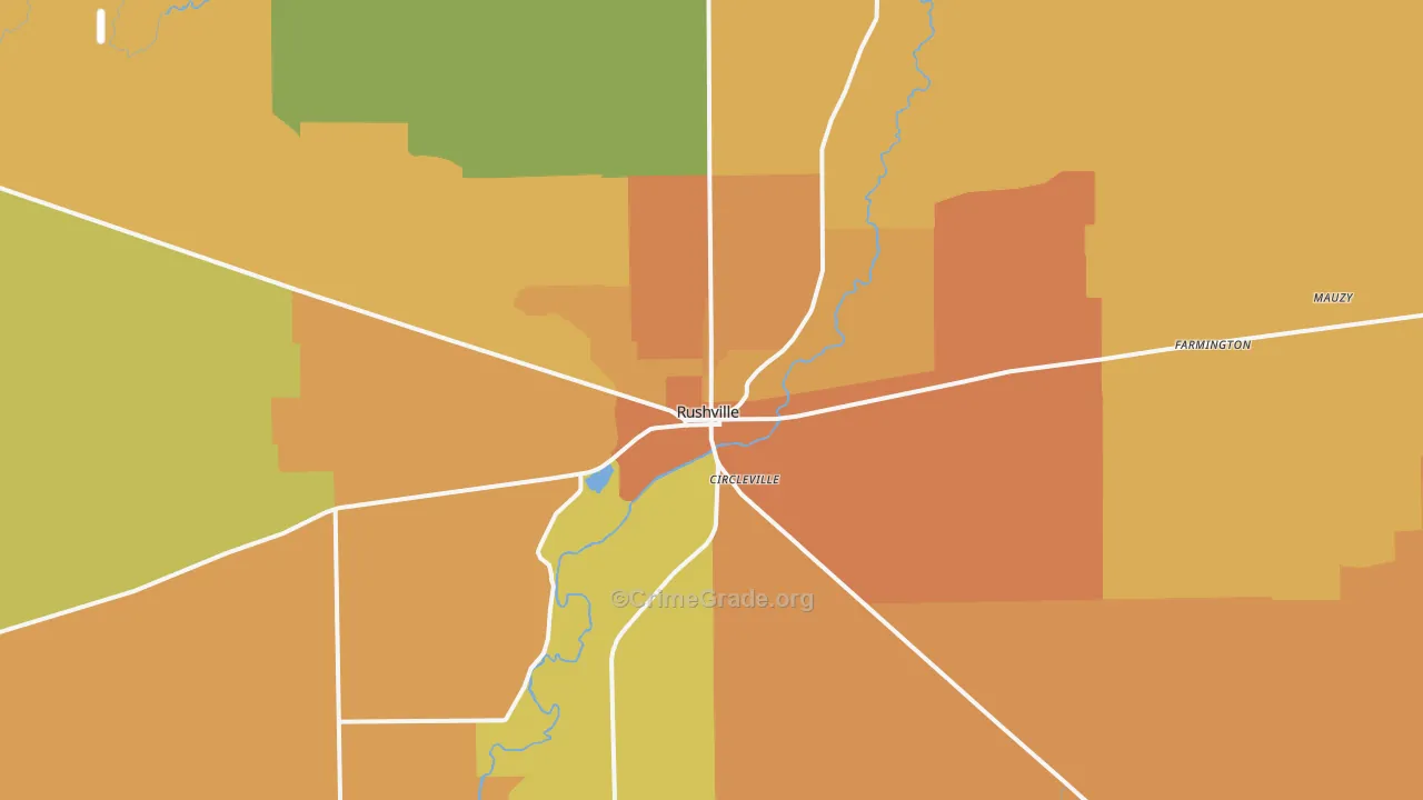 Rushville, IN Map of Vandalism Rates