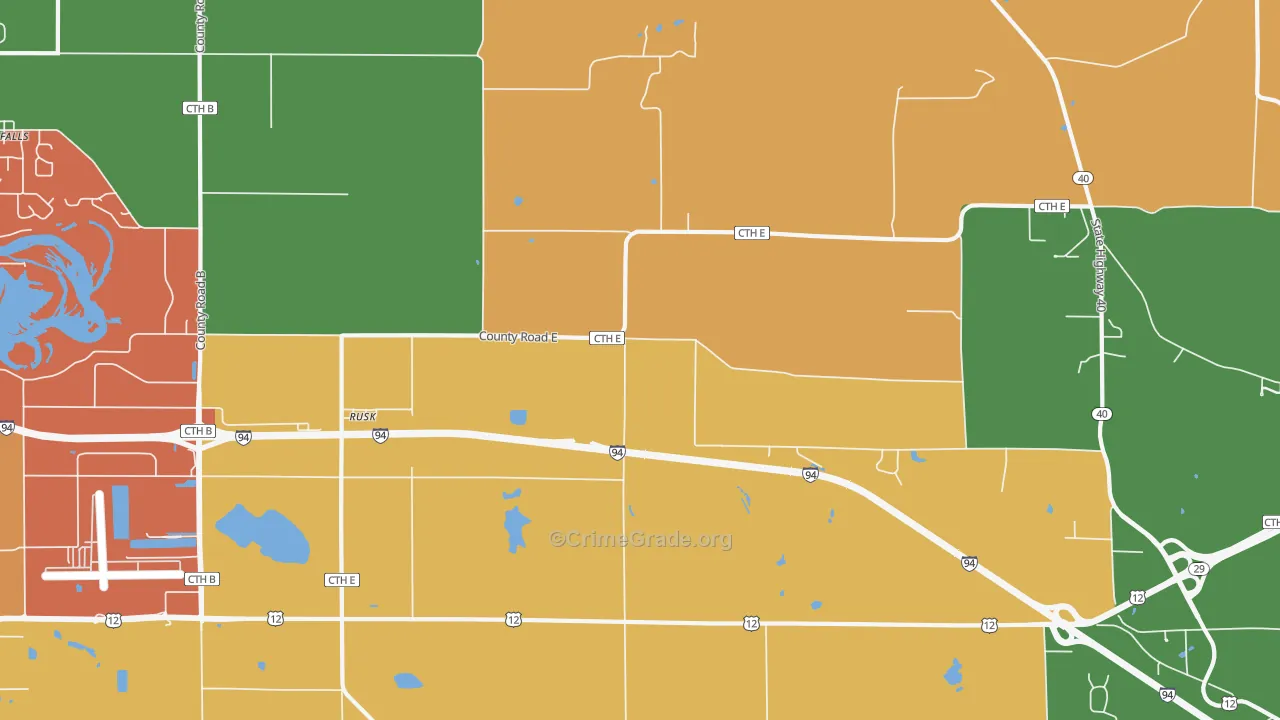 Rusk, WI Map of Vandalism Rates