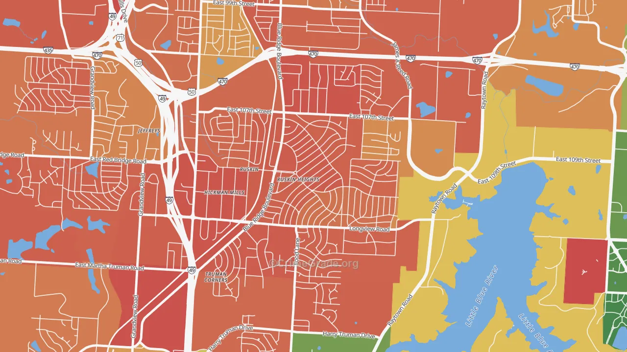 Ruskin Heights, Kansas City, MO Map of Vandalism Rates