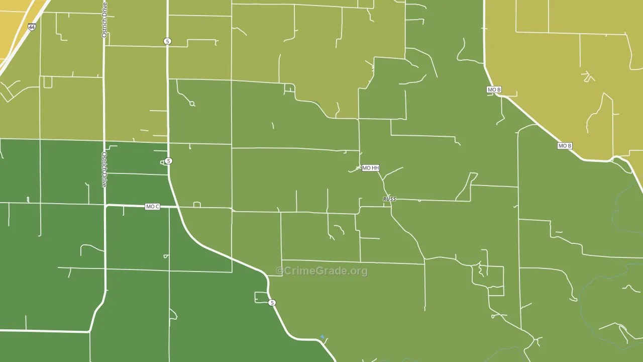 Russ, MO Map of Vandalism Rates