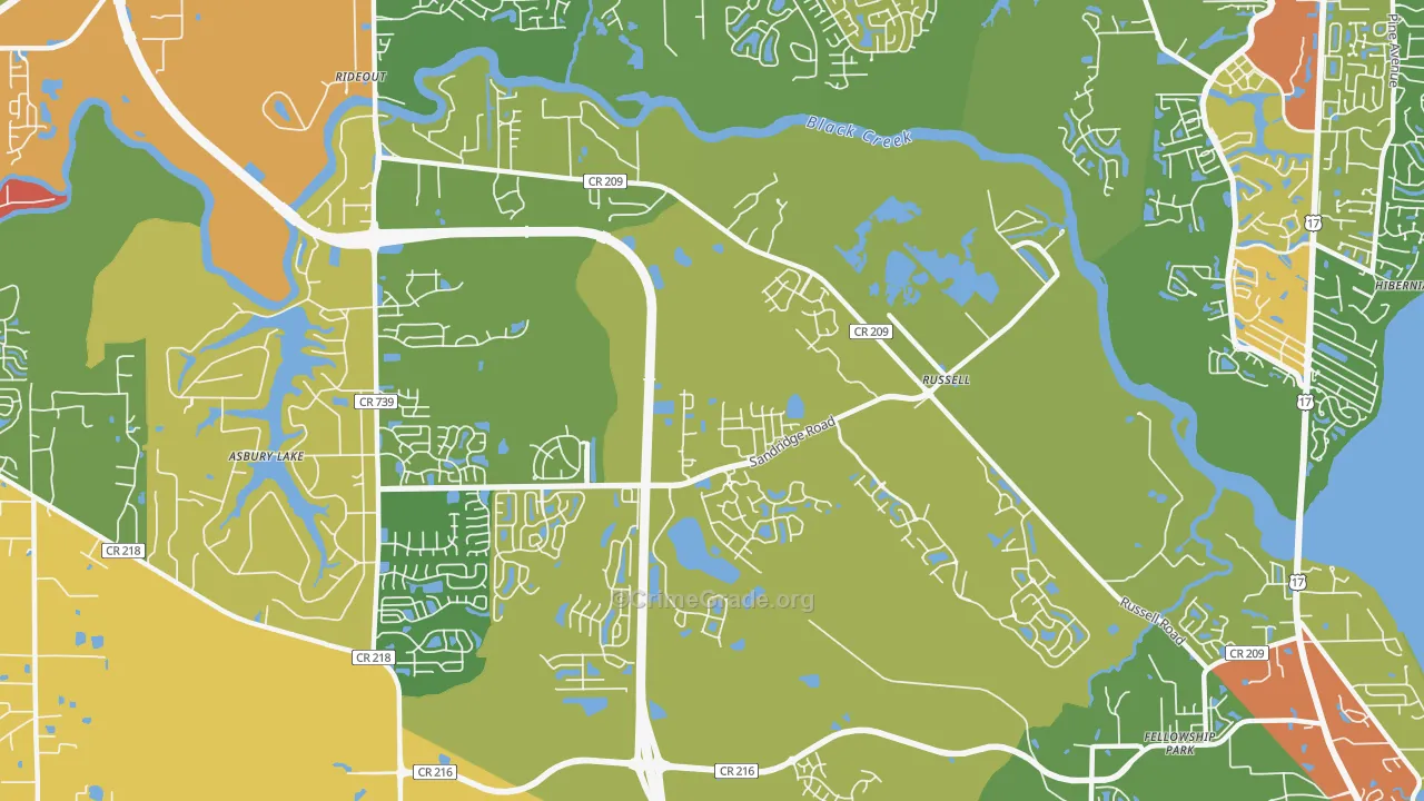 Russell, FL Map of Vandalism Rates