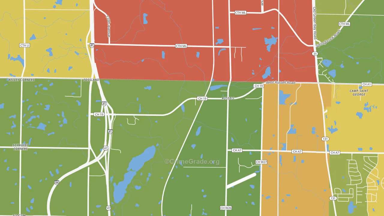 Russell, IL Map of Vandalism Rates